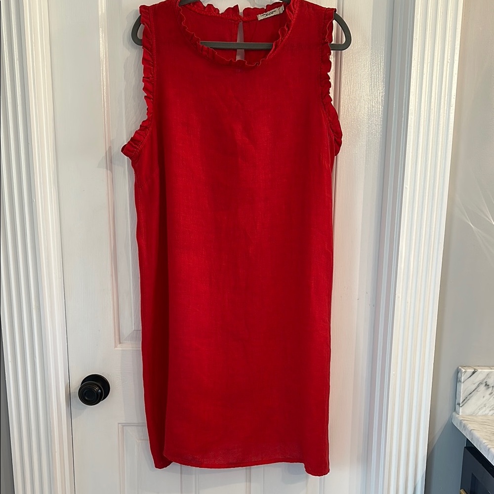 Lungo L’Arno Red 100% Linen Sheath Dress